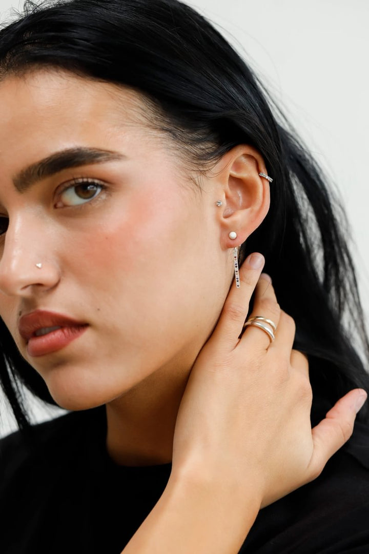 "Drop Aura d'automne " mood en argent 925 serti de zircons colorés (Bijou d'oreille)