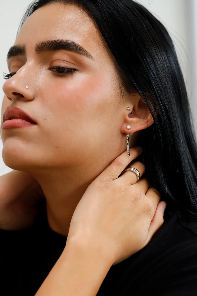 "Drop Aura d'automne " mood en argent 925 serti de zircons colorés (Bijou d'oreille)