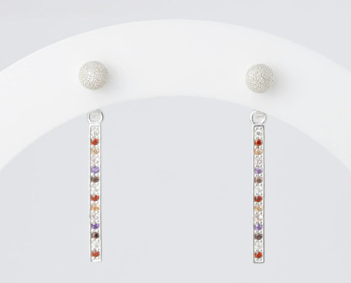 "Drop Aura d'automne " mood en argent 925 serti de zircons colorés (Bijou d'oreille)