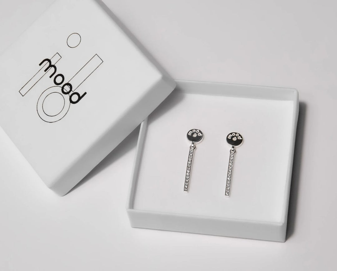 Drop „Frostige Aura“ Ohrhänger aus 925er Silber mit grauen Zirkonia Steinen für mood Ohrringe