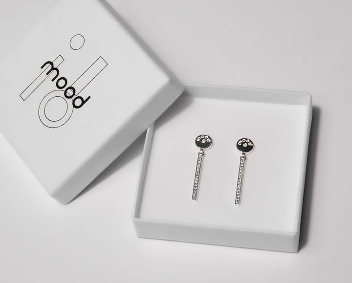 Drop „Frostige Aura“ Ohrhänger aus 925er Silber mit grauen Zirkonia Steinen für mood Ohrringe