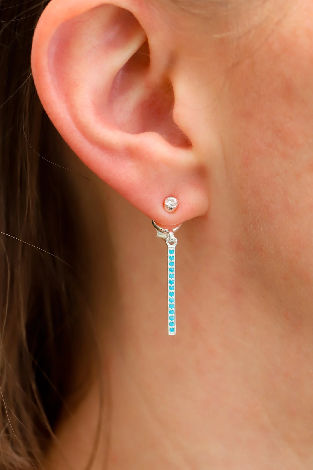 "Drop Aura obscura " mood in 925 silver set with black zircons (Ear jewel)