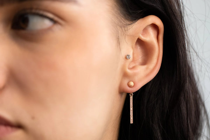 🌸 "Clip & Drop Aura Sakura" mood en argent 925 rose gold serti de zircons roses (Bijou d’oreille interchangeable)