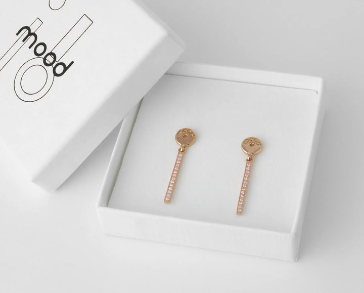 🌸 Drop „Aura Sakura“ Ohrhänger aus Rotgold 925er Silber mit rosafarbenen Zirkonia Steinen für mood Ohrringe