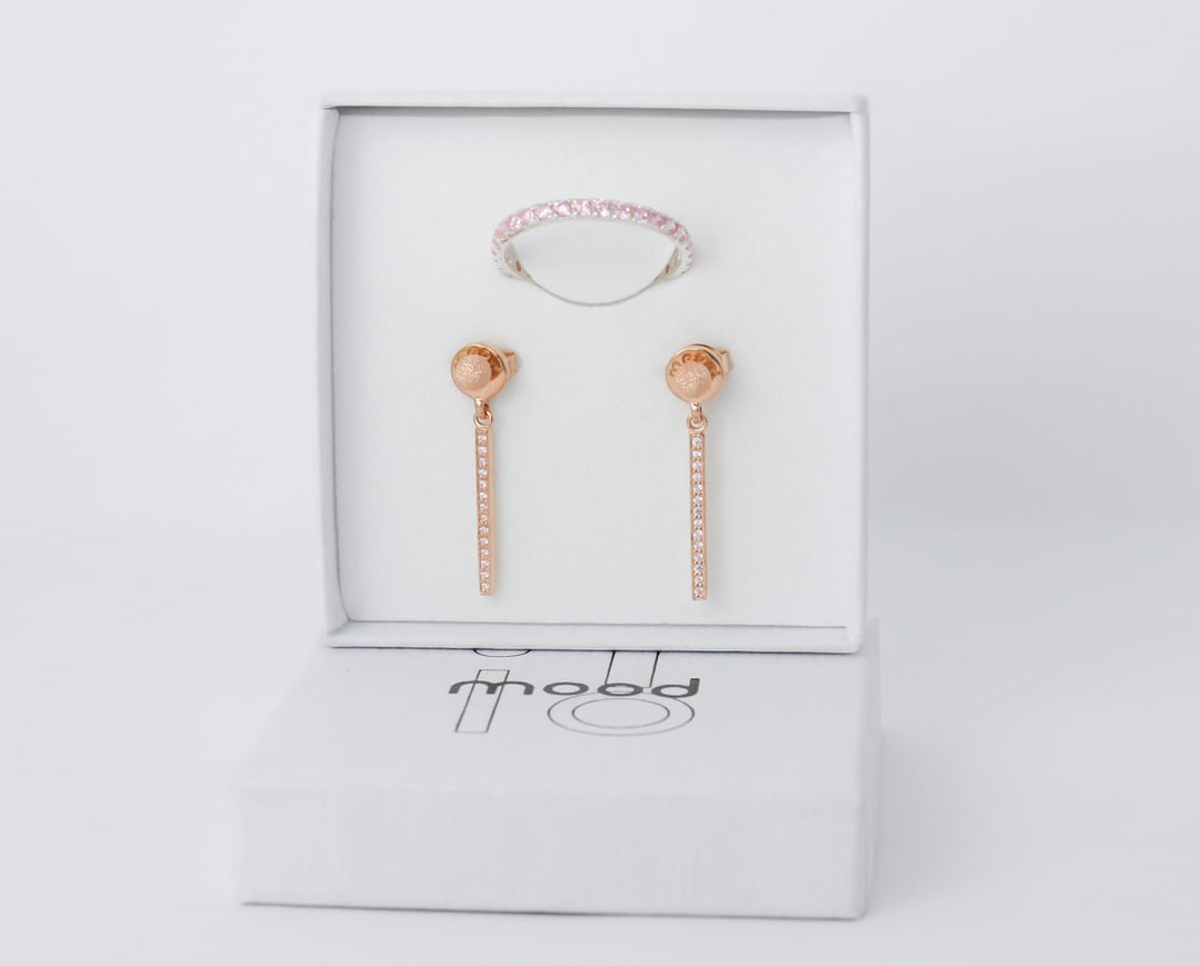 🌸 "Clip & Drop Aura Sakura" mood en argent 925 rose gold serti de zircons roses (Bijou d’oreille interchangeable)