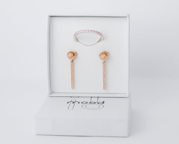 🌸 "Clip & Drop Aura Sakura" mood en argent 925 rose gold serti de zircons roses (Bijou d’oreille interchangeable)