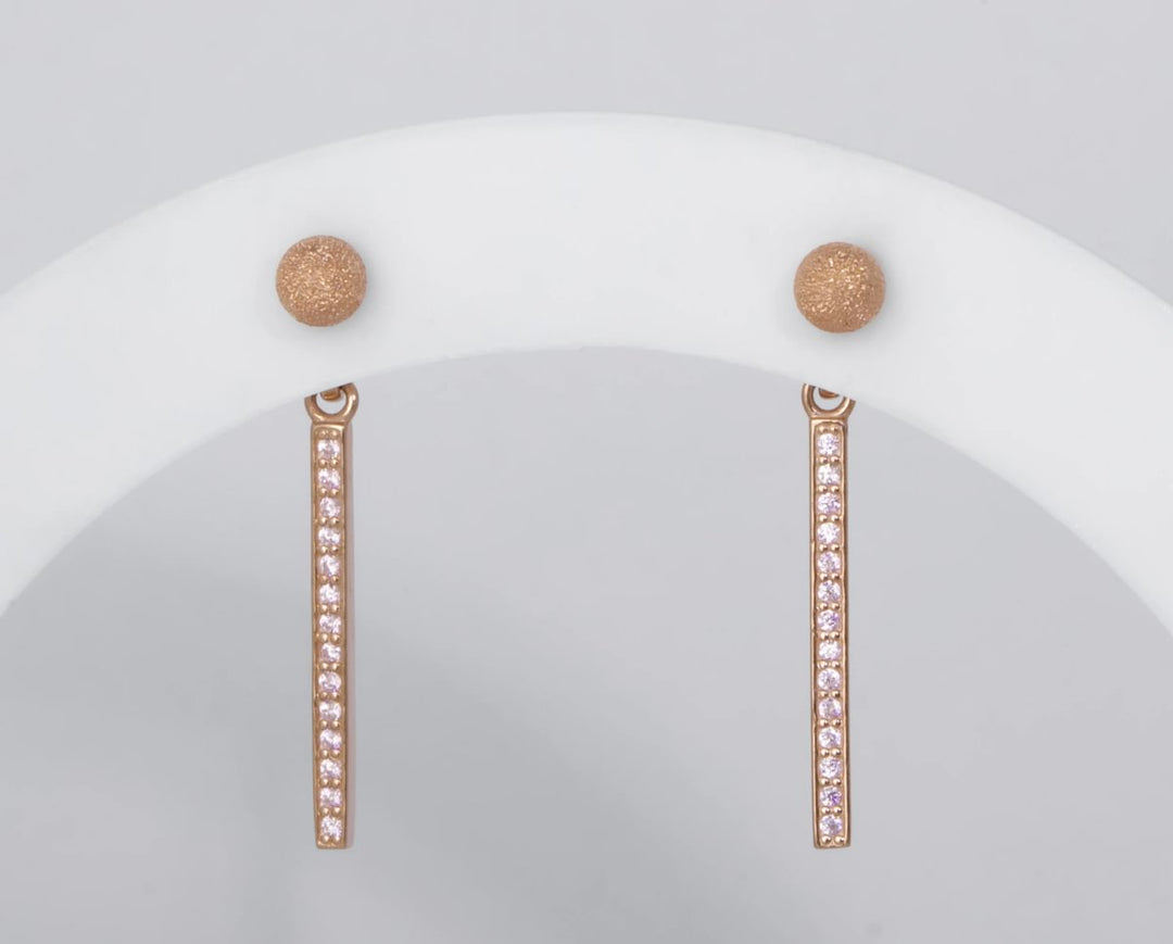 🌸 "Clip & Drop Aura Sakura" mood en argent 925 rose gold serti de zircons roses (Bijou d’oreille interchangeable)