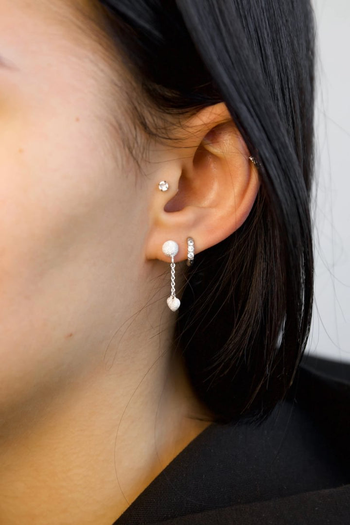 "Clip & Drop Heart" mood en argent 925 (Bijou d’oreille interchangeable)