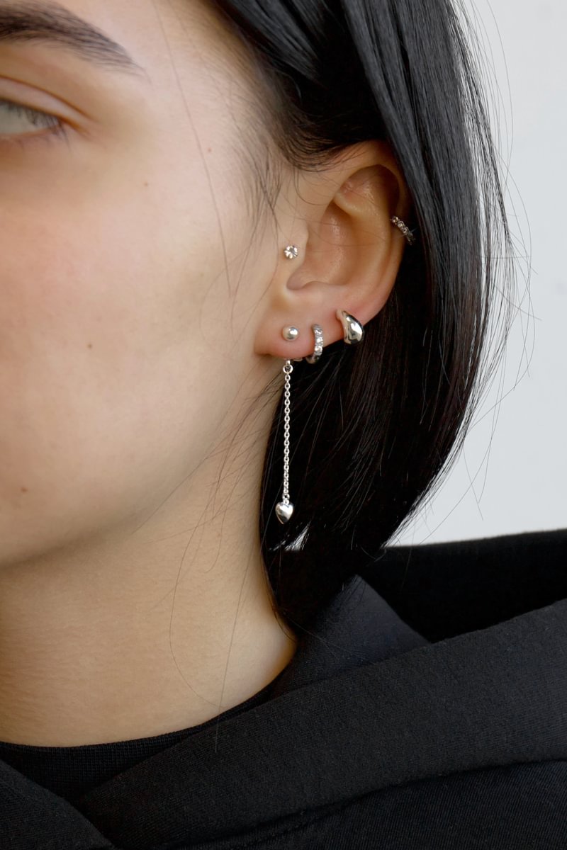 "Clip & Drop Heart" mood en argent 925 (Bijou d’oreille interchangeable)