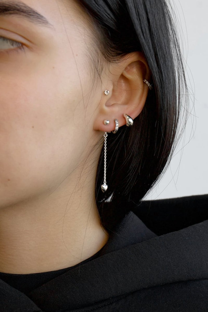 "Clip & Drop Heart" mood en argent 925 (Bijou d’oreille interchangeable)