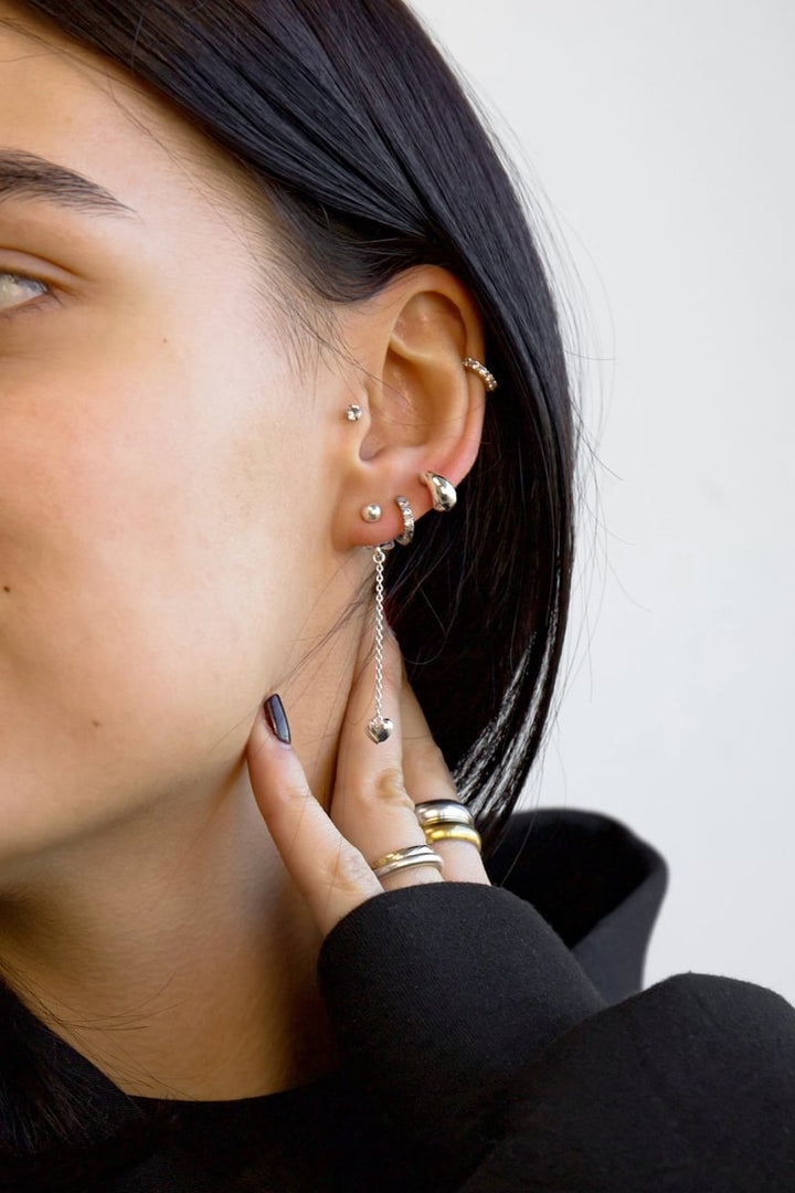 "Clip & Drop Heart" mood en argent 925 (Bijou d’oreille interchangeable)