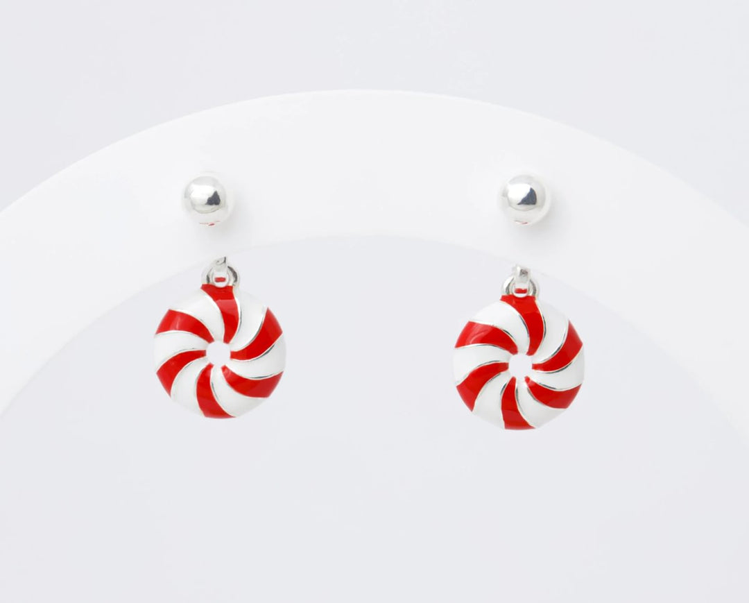 "Drop Candy" mood en argent 925 serti de zircons rouges et blancs (Bijou d'oreille)