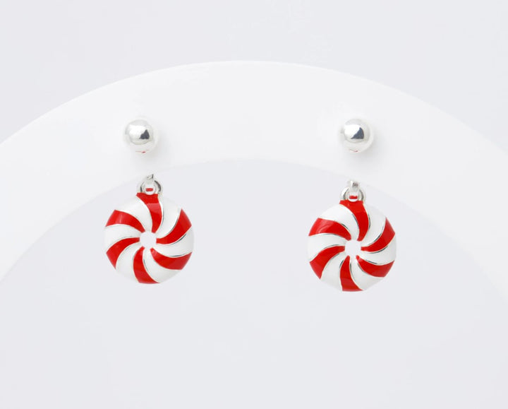 "Drop Candy" mood en argent 925 serti de zircons rouges et blancs (Bijou d'oreille)