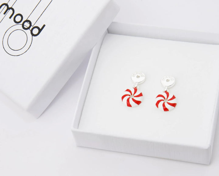 "Drop Candy" mood en argent 925 serti de zircons rouges et blancs (Bijou d'oreille)