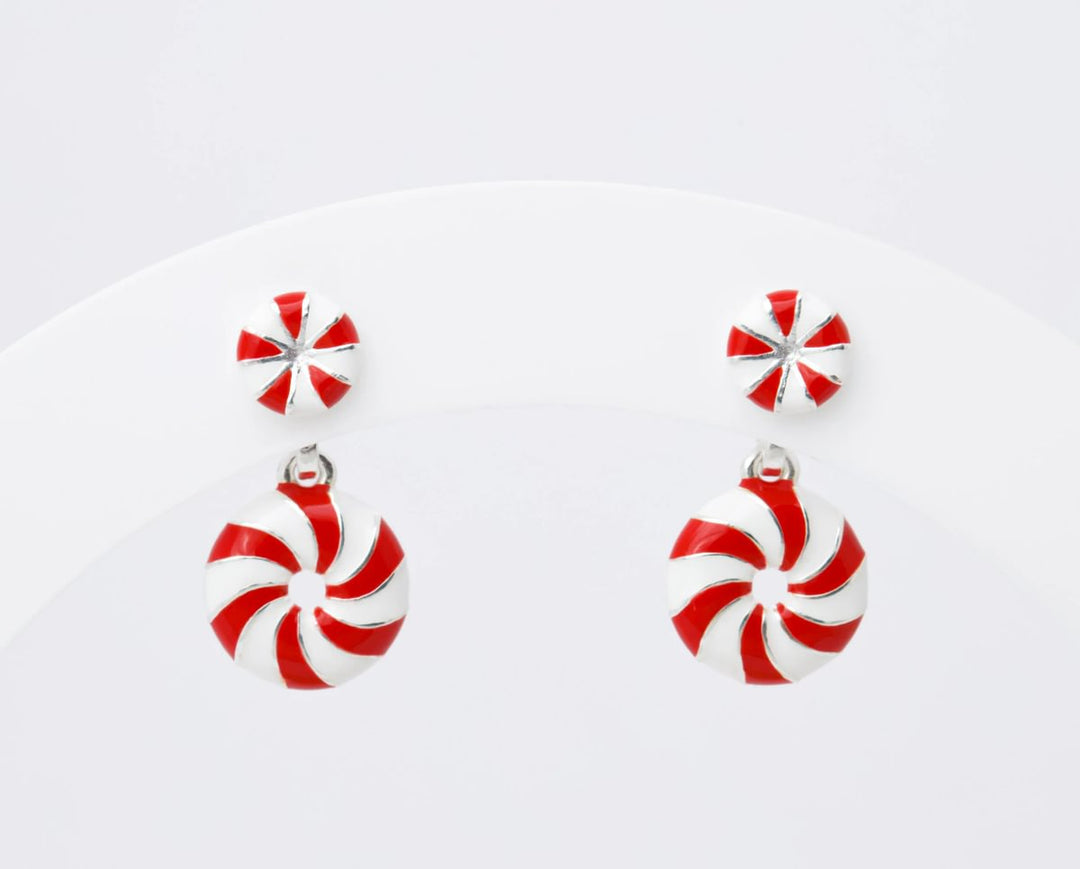 "Drop Candy" mood en argent 925 serti de zircons rouges et blancs (Bijou d'oreille)