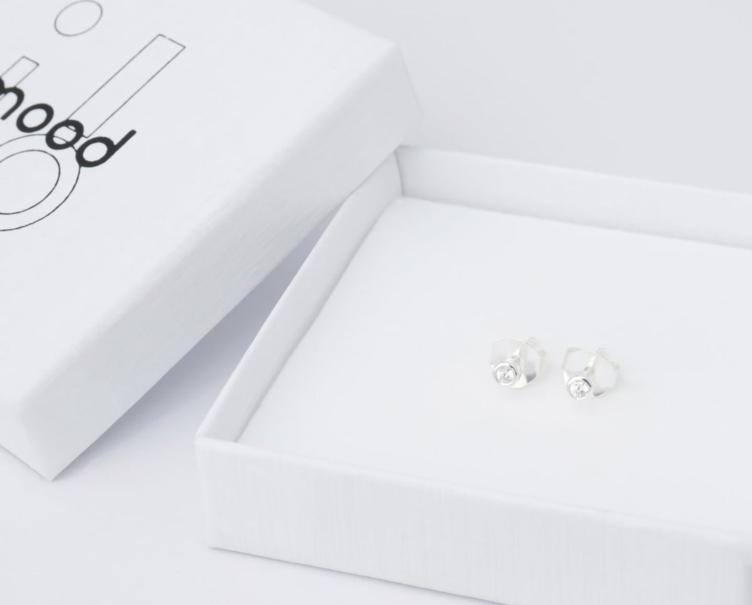 "Clip Aura" mood en argent 925 serti d'un zircon blanc (Bijou d’oreille)