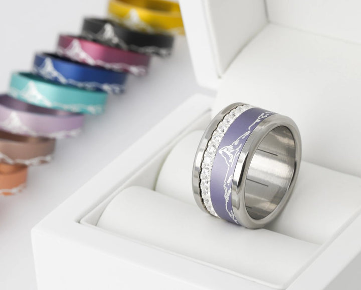 Bague mood "Grand Pic" avec 2 anneaux interchangeables en argent 925 & zircons