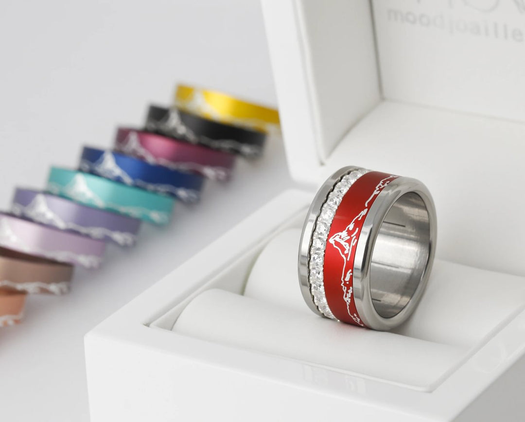 Bague mood "Grand Pic" avec 2 anneaux interchangeables en argent 925 & zircons