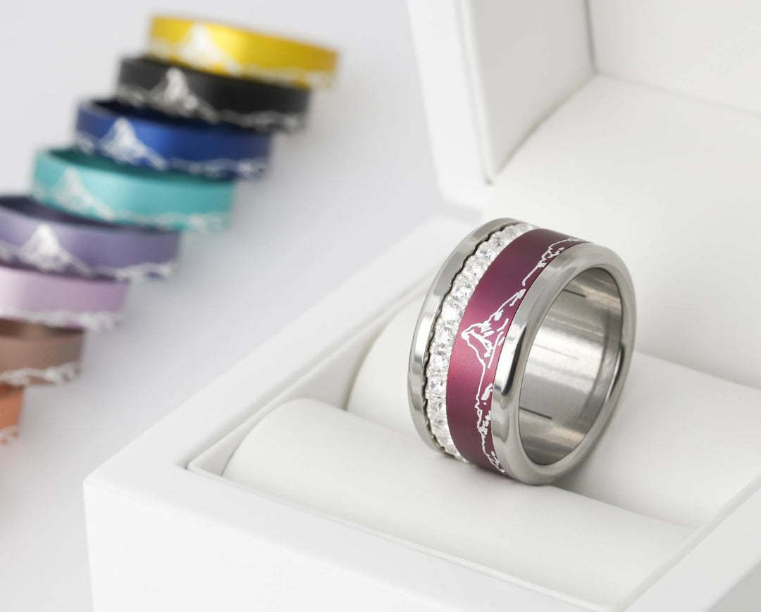 Bague mood "Grand Pic" avec 2 anneaux interchangeables en argent 925 & zircons