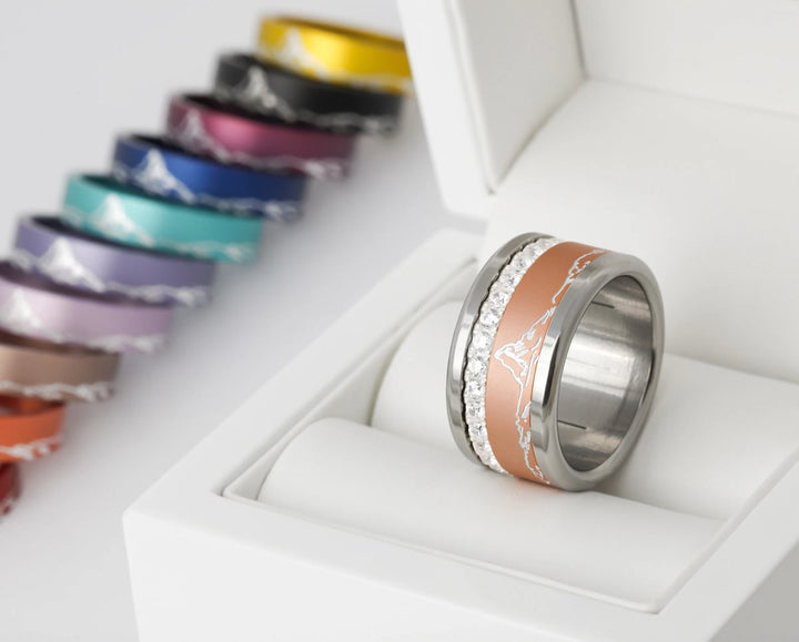 Bague mood "Grand Pic" avec 2 anneaux interchangeables en argent 925 & zircons