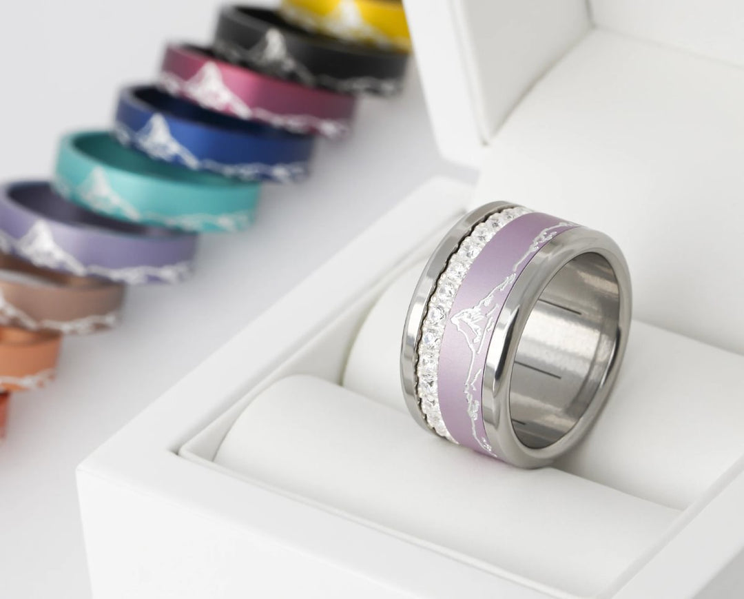 Bague mood "Grand Pic" avec 2 anneaux interchangeables en argent 925 & zircons