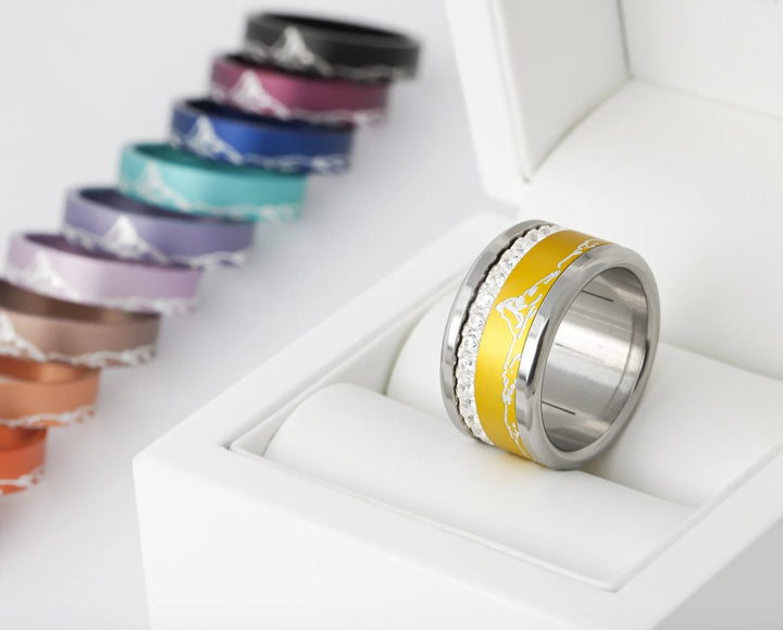 Bague mood "Grand Pic" avec 2 anneaux interchangeables en argent 925 & zircons