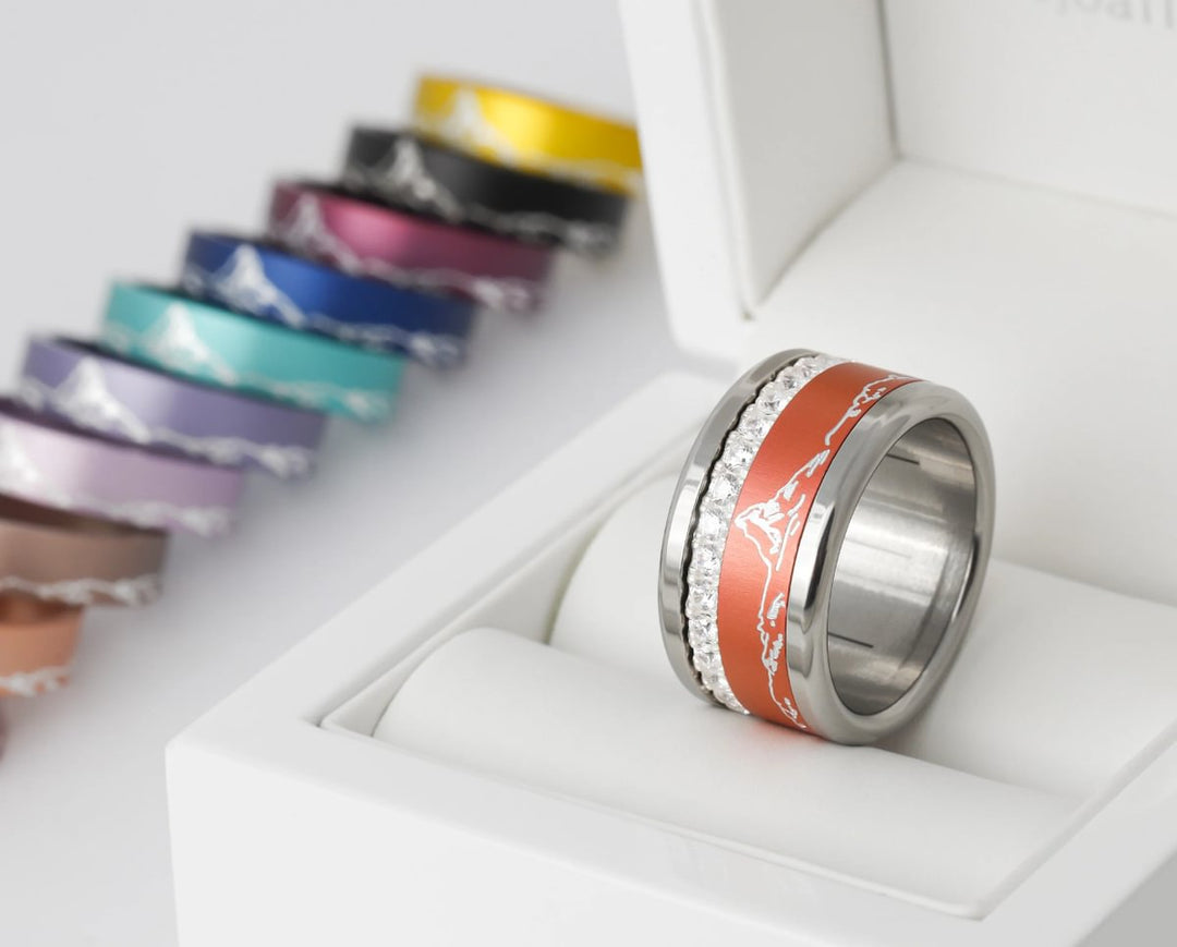 Bague mood "Grand Pic" avec 2 anneaux interchangeables en argent 925 & zircons