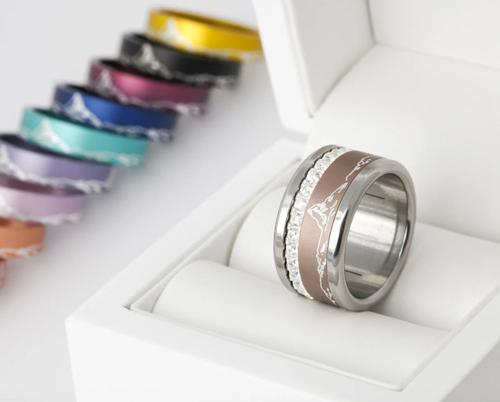 Bague mood "Grand Pic" avec 2 anneaux interchangeables en argent 925 & zircons