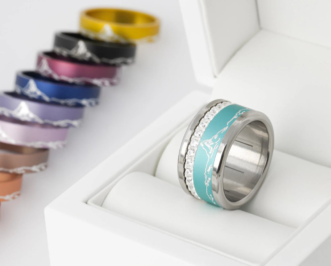 Bague mood "Grand Pic" avec 2 anneaux interchangeables en argent 925 & zircons