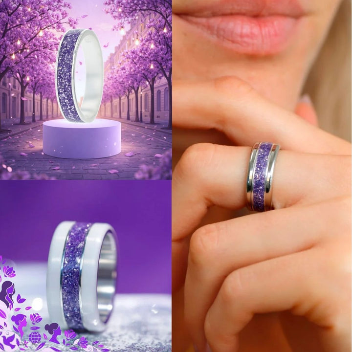 Purple glow  💜💜  2/3 addon in 925 silver with a purple enamel coating - Glitter