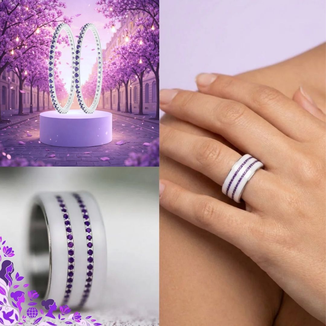 🧏🏻‍♀️  Pack de 2 minis "Soraura" en argent 925 serti de zircons violets 💜