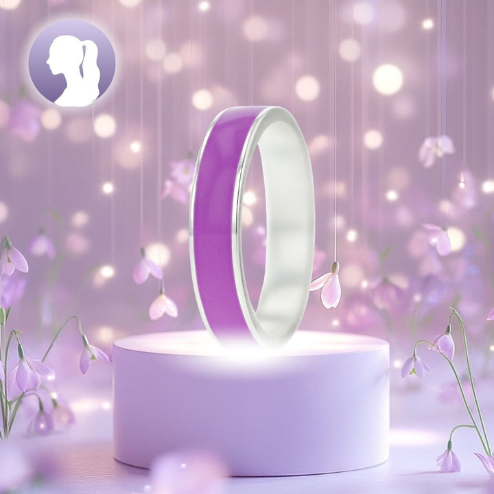 Anneau (addon deux tiers) "Sereine" en argent 925 avec un revêtement en émail violet