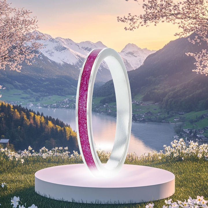 Bright rose  💖 💖   Medium addon in 925 silver with pink enamel coating - shiny