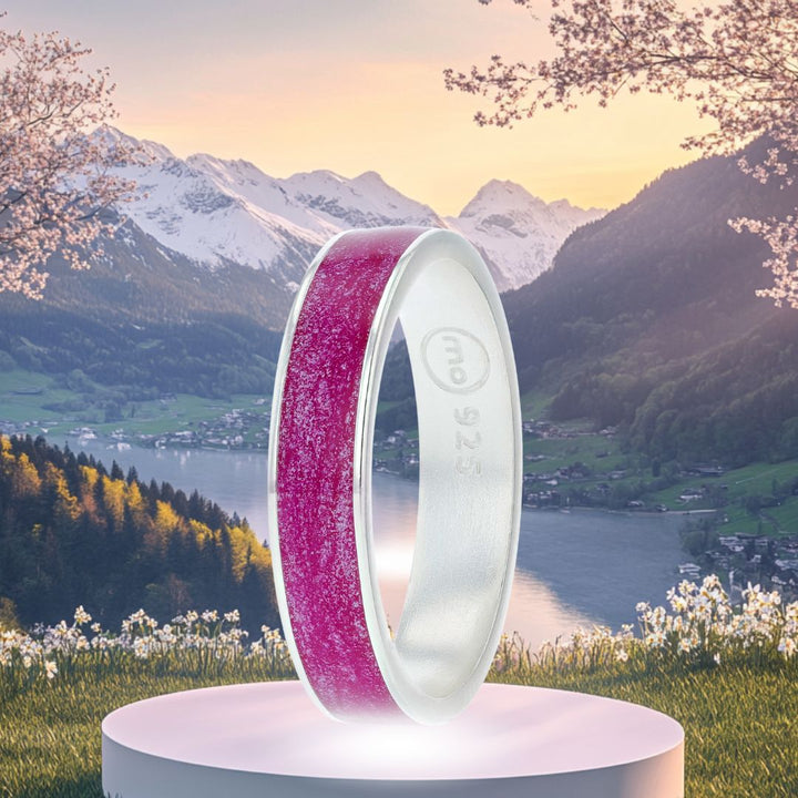 Bright rose  💖 💖   2/3 addon in 925 silver with pink enamel coating - shiny