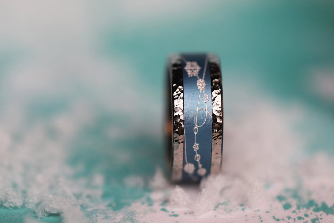 8 🎁 Anneau (addon ou deux tiers) "Danse de Noël" en aluminium myrtille