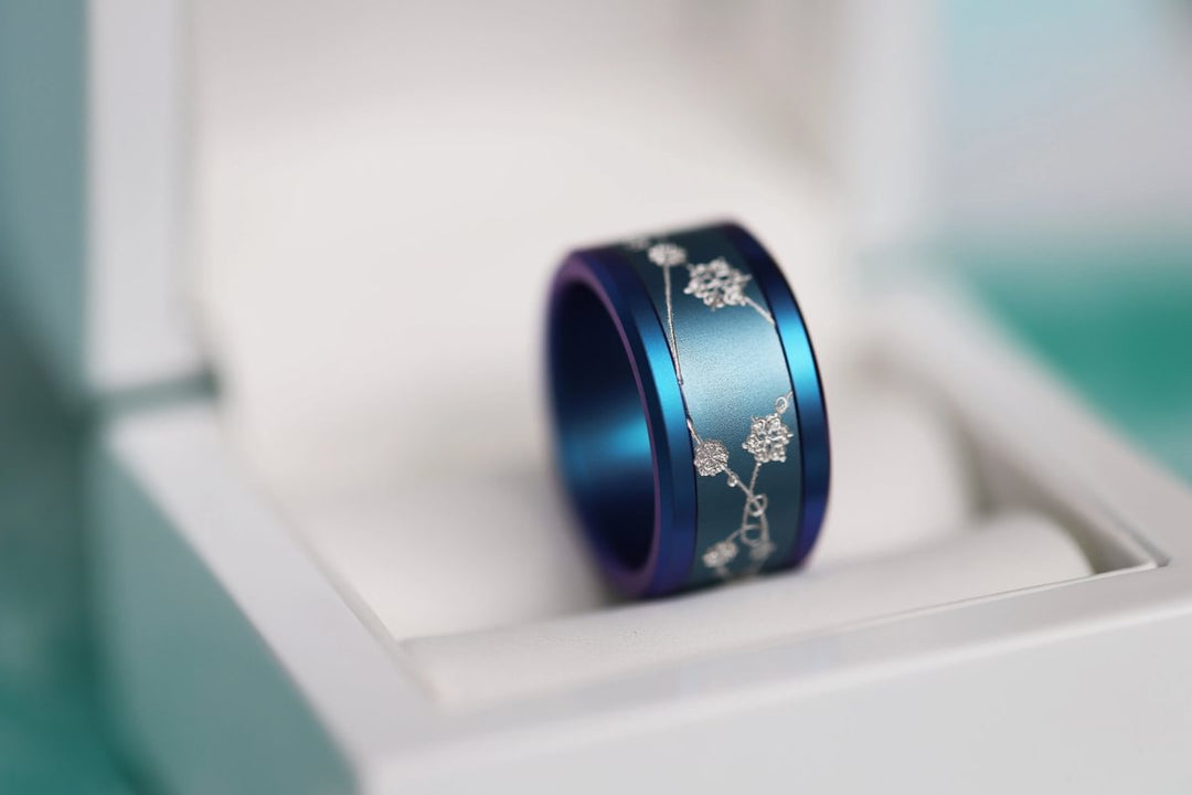 8 🎁 Anneau (addon ou deux tiers) "Danse de Noël" en aluminium myrtille