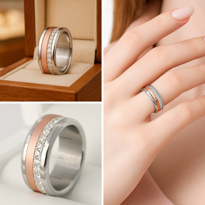 Interchangeable mood ring "Cozy Cocooning" with zirconia and interchangeable color