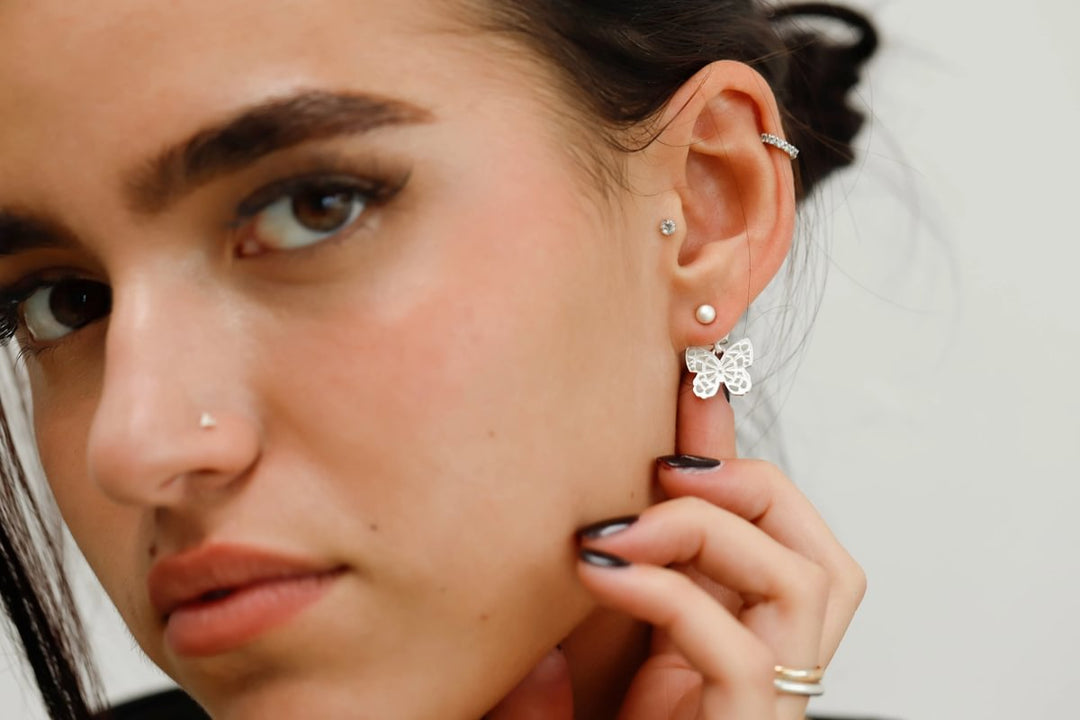 "Drop Mariposa " mood en argent 925 (Bijou d'oreille)