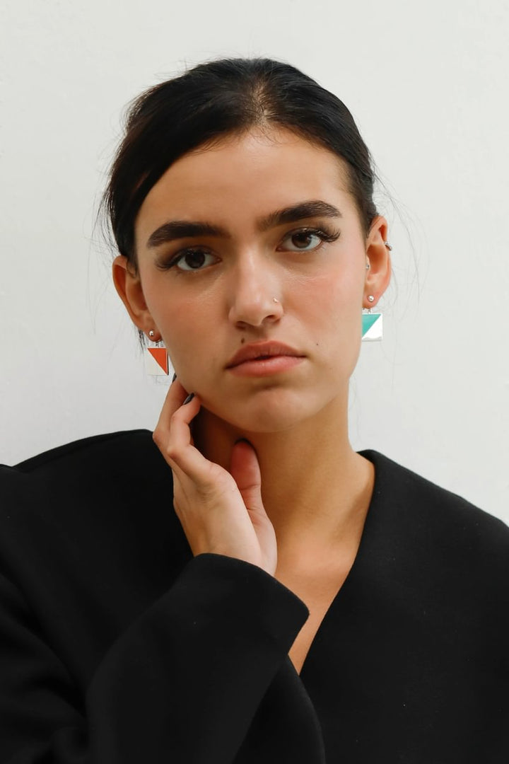 "Drop Azthèque " mood en argent 925 et revêtement en émail (Bijou d'oreille)