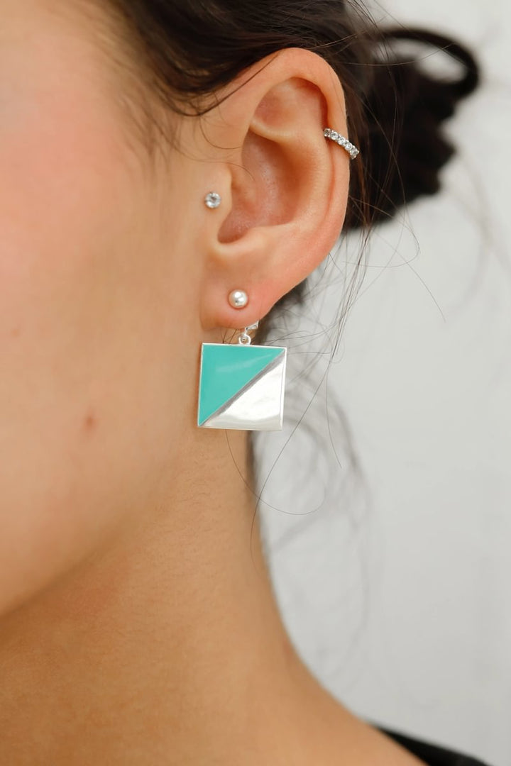 "Drop Azthèque " mood en argent 925 et revêtement en émail (Bijou d'oreille)