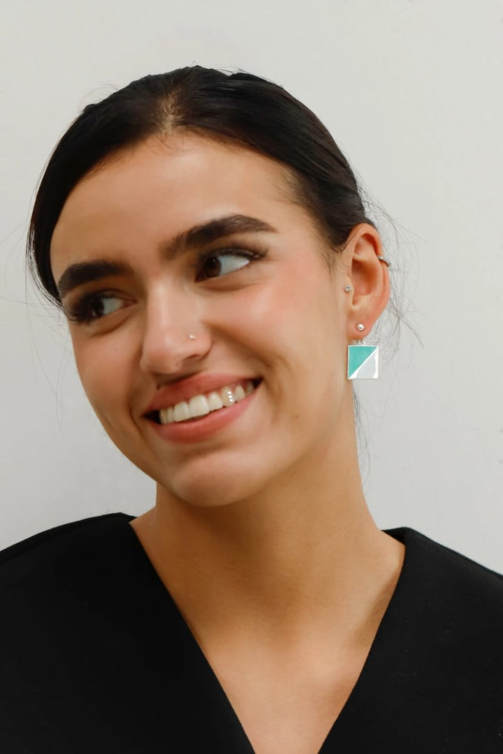 "Drop Azthèque " mood en argent 925 et revêtement en émail (Bijou d'oreille)