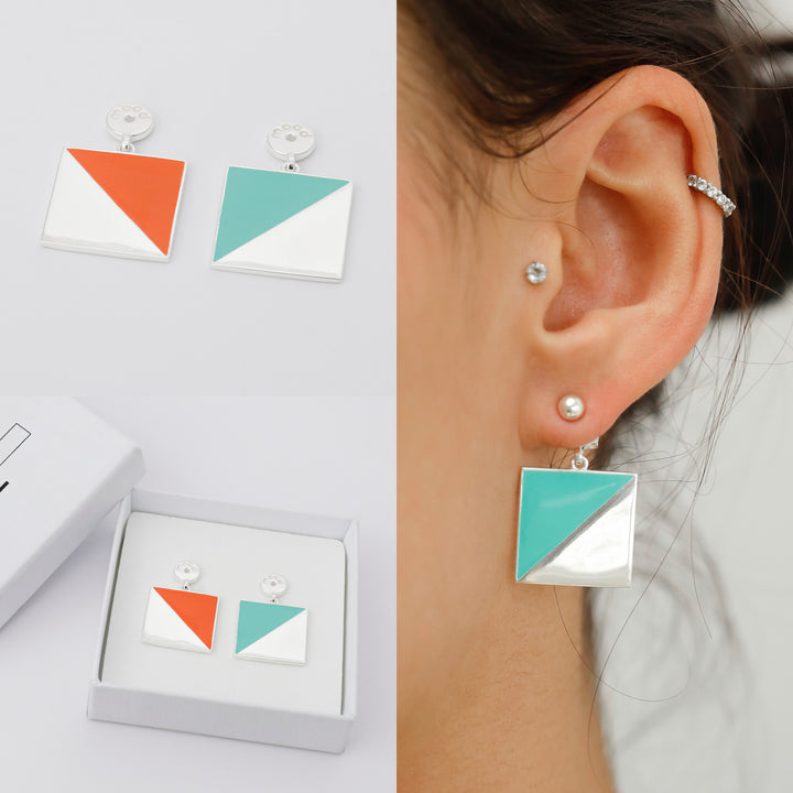 "Drop Azthèque " mood en argent 925 et revêtement en émail (Bijou d'oreille)