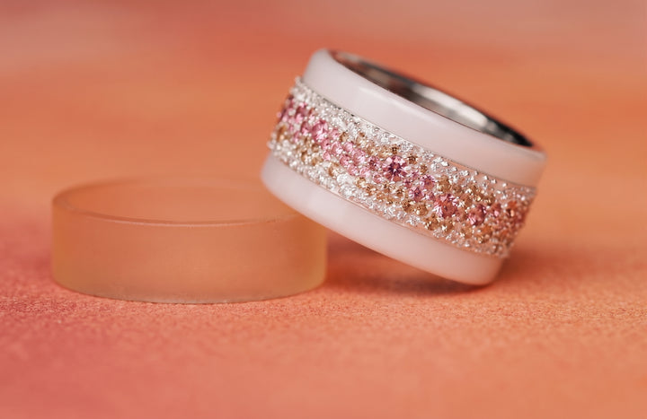 Anneau (addon) en argent Autumn entièrement serti de zircons pour bague mood interchangeable