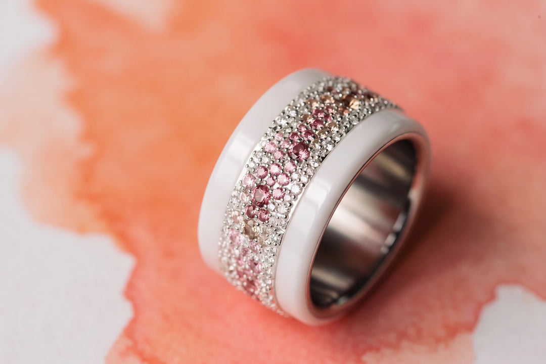Anneau (addon) en argent Autumn entièrement serti de zircons pour bague mood interchangeable