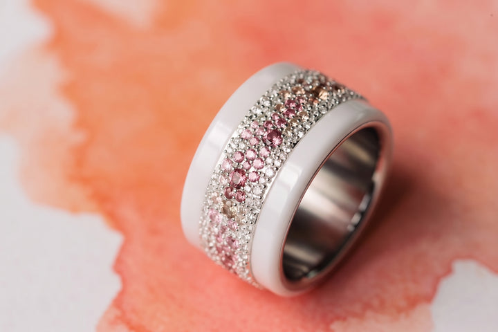 Anneau (addon) en argent Autumn entièrement serti de zircons pour bague mood interchangeable