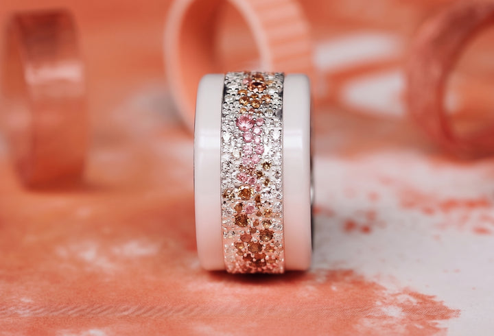 Anneau (addon) en argent Autumn entièrement serti de zircons pour bague mood interchangeable