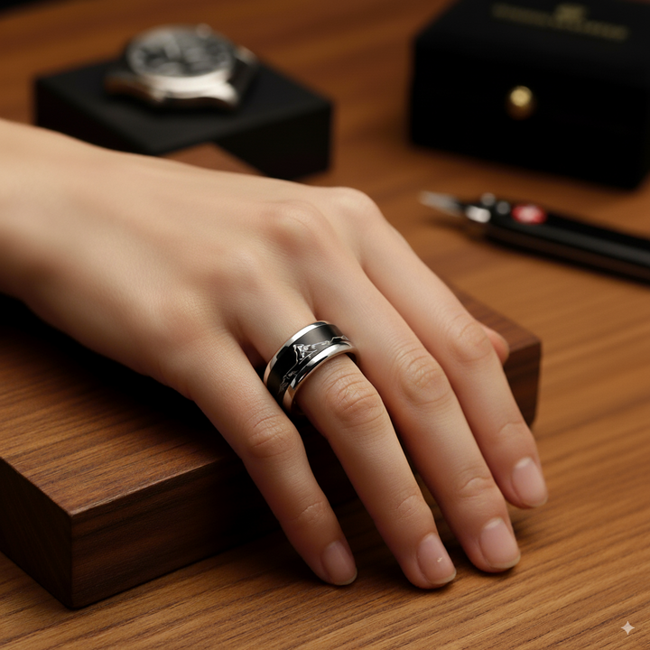 Bague mood "Zermatt City" avec anneau interchangeable gravé du Cervin
