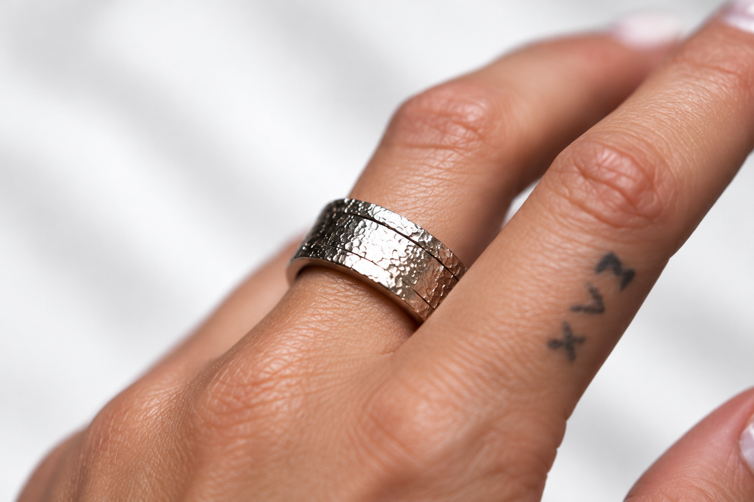 🩶 Anneau (deux tiers) en acier Rock pour bague mood interchangeable