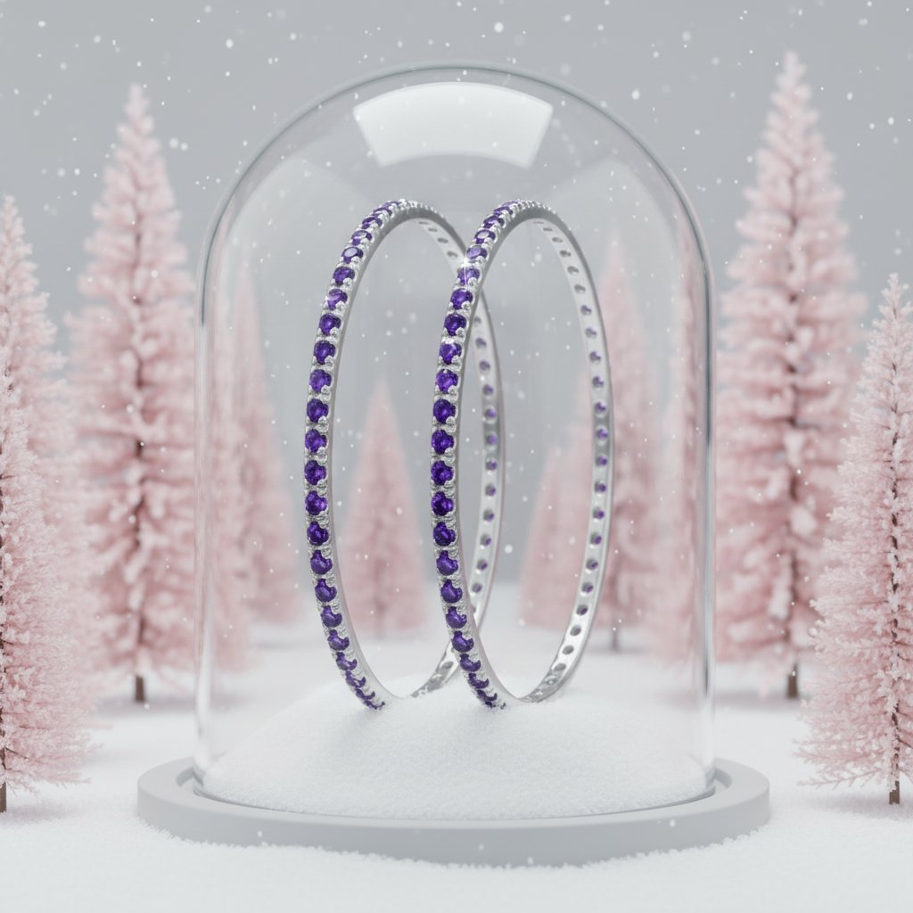 🧏🏻‍♀️  Pack de 2 minis "Soraura" en argent 925 serti de zircons violets 💜