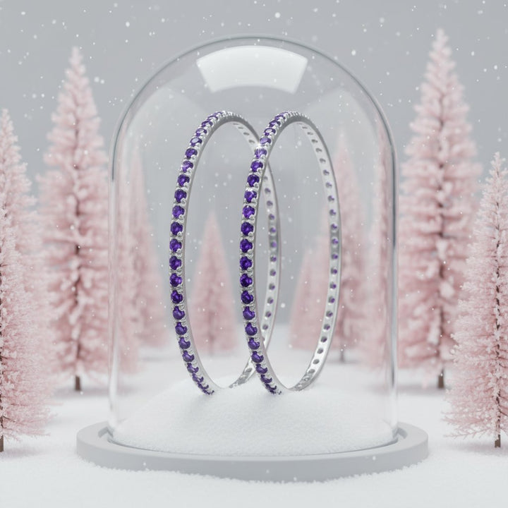 🧏🏻‍♀️  Pack de 2 minis "Soraura" en argent 925 serti de zircons violets 💜